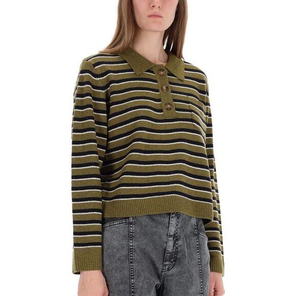 BAUM UND PFERDGARTEN Striped Knit Polo Sweater Women GREEN Sweaters & Knitwear - Picture 3 of 4
